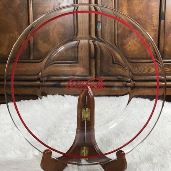 NWOT Set of 6 Vintage Coca-Cola Red Ring Coca-Cola Glass Plates - Picture 3 of 11